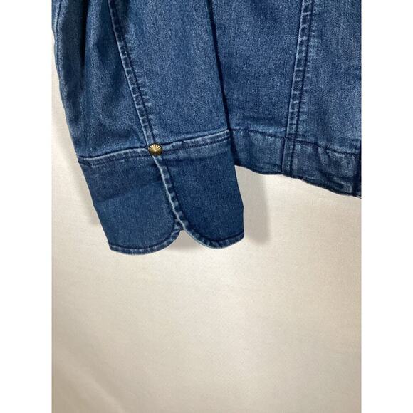 LIVE A LITTLE Denim Pleated Blazer Jacket Business Casual - Picture 4 of 5